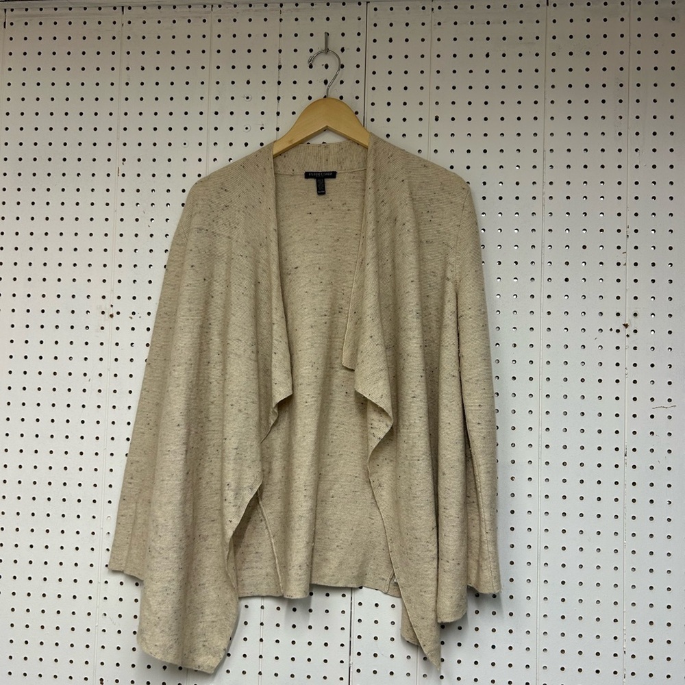 Eileen Fisher Draped Open Front Cream Cardigan Size Medium